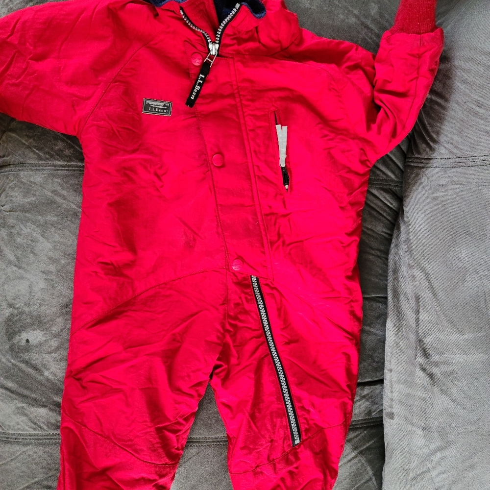 LL Bean red snowsuit